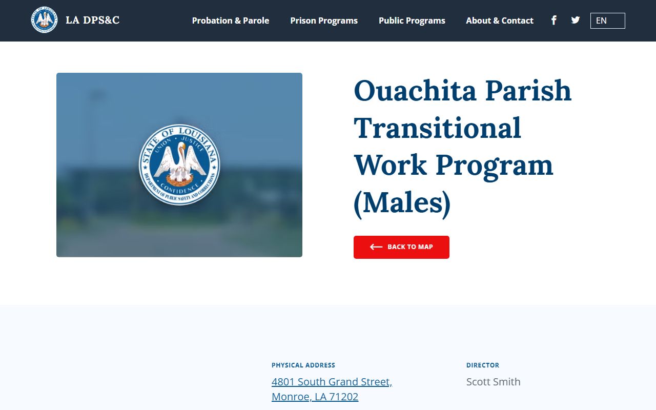 DPS&C facility page for Ouachita Parish Transitional Work Program Males