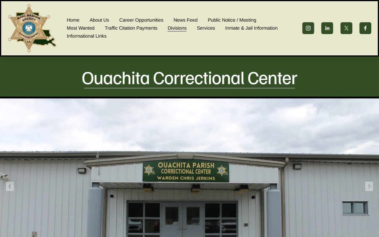 Ouachita Correctional Center inmate population source page